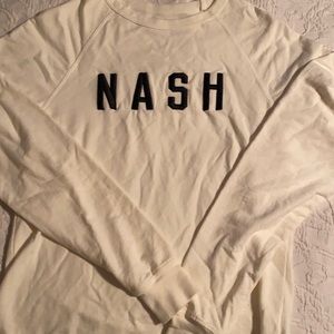 Off white “NASH” sweatshirt with black embroidery, NWOT
